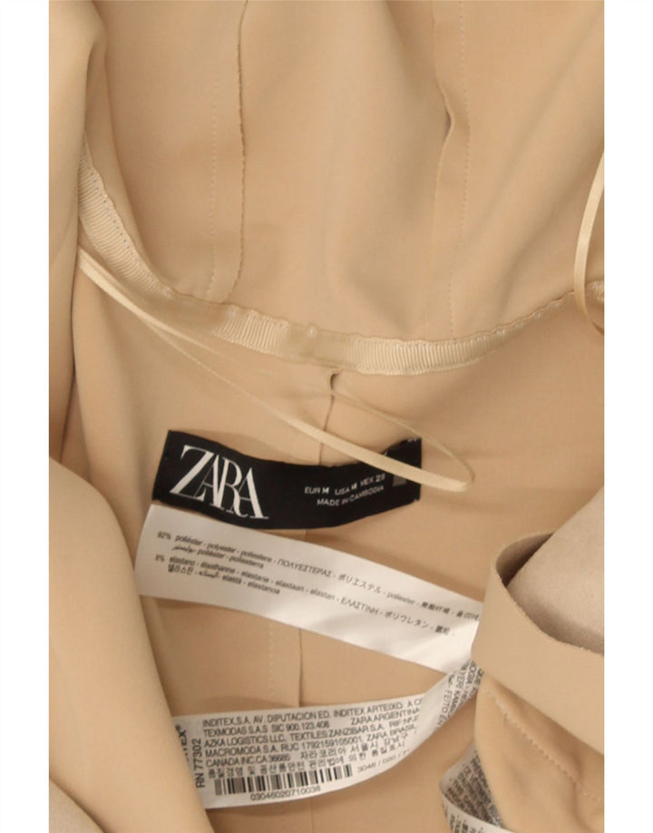 Zara Womens Hooded Overcoat UK 14 Medium Beige Polyester