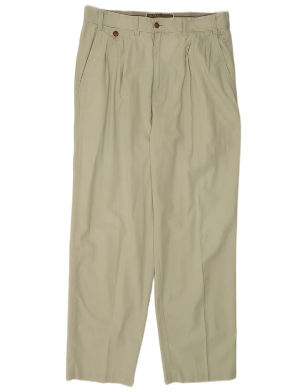 Vintage Herren-Chinohose mit Klammern, Größe 48, Mittel W32 L32, Khaki-Baumwolle