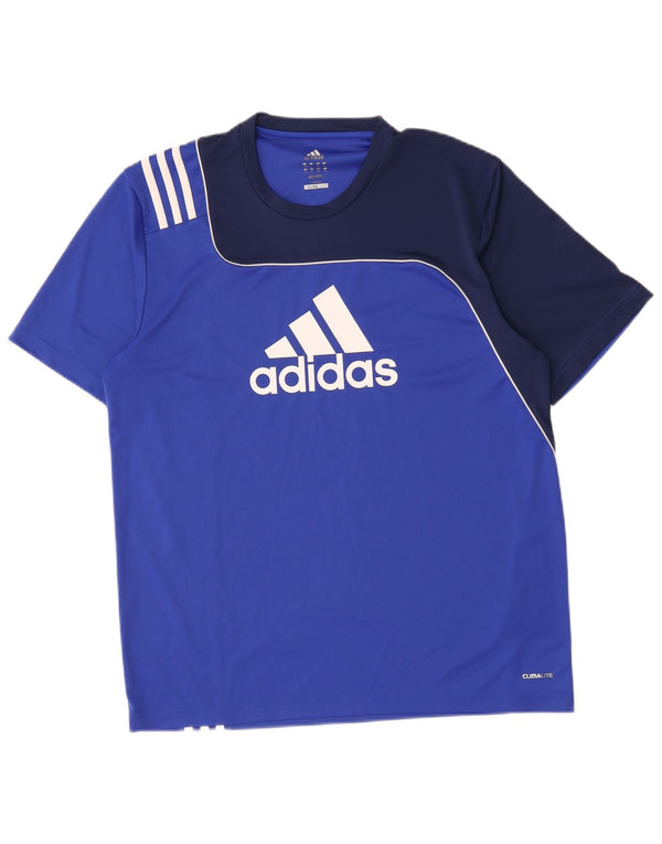 Adidas Hommes Climalite Graphic T-Shirt Top UK 44/46 Large Bleu Colorblock