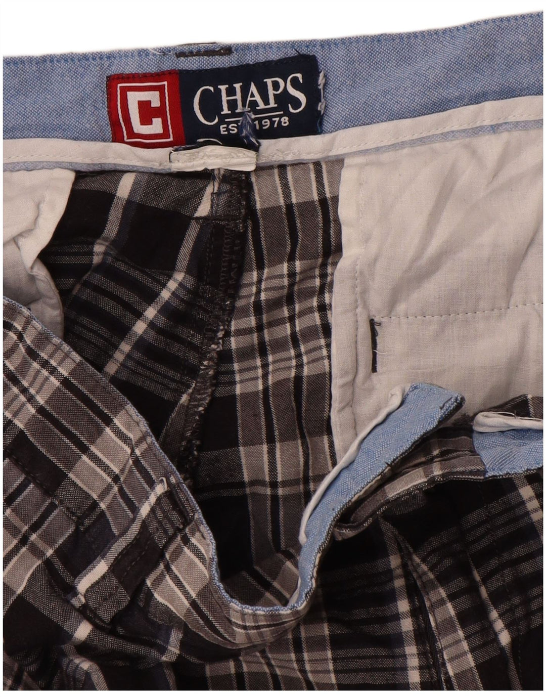 Chaps Ανδρικό σορτς Chino W30 Μεσαίο μπλε ναυτικό Check