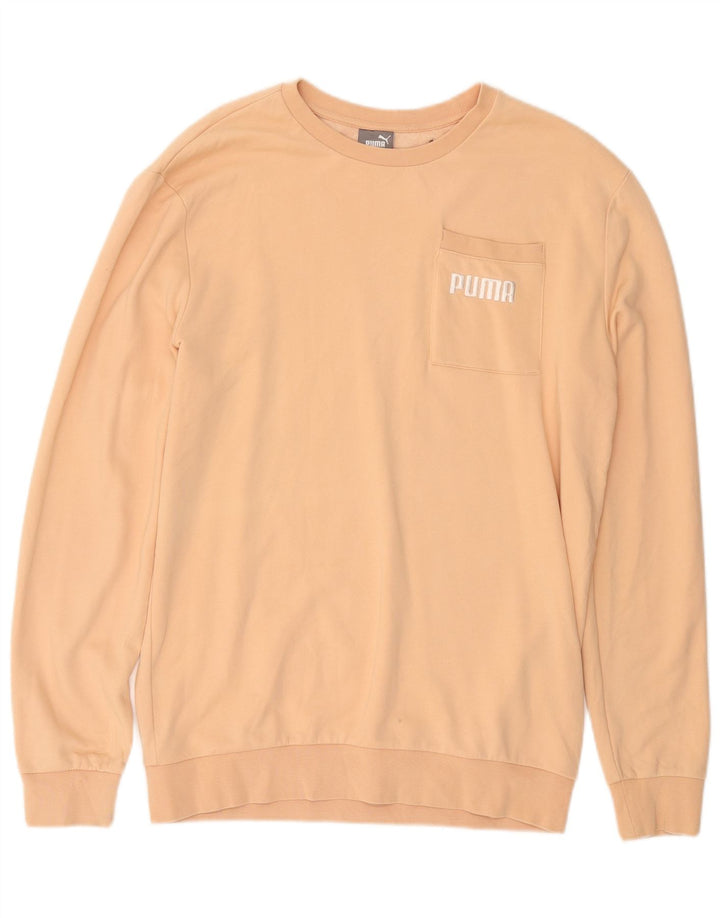 PUMA Womens Oversized Sweatshirt Jumper UK 14 Medium Yellow Cotton
