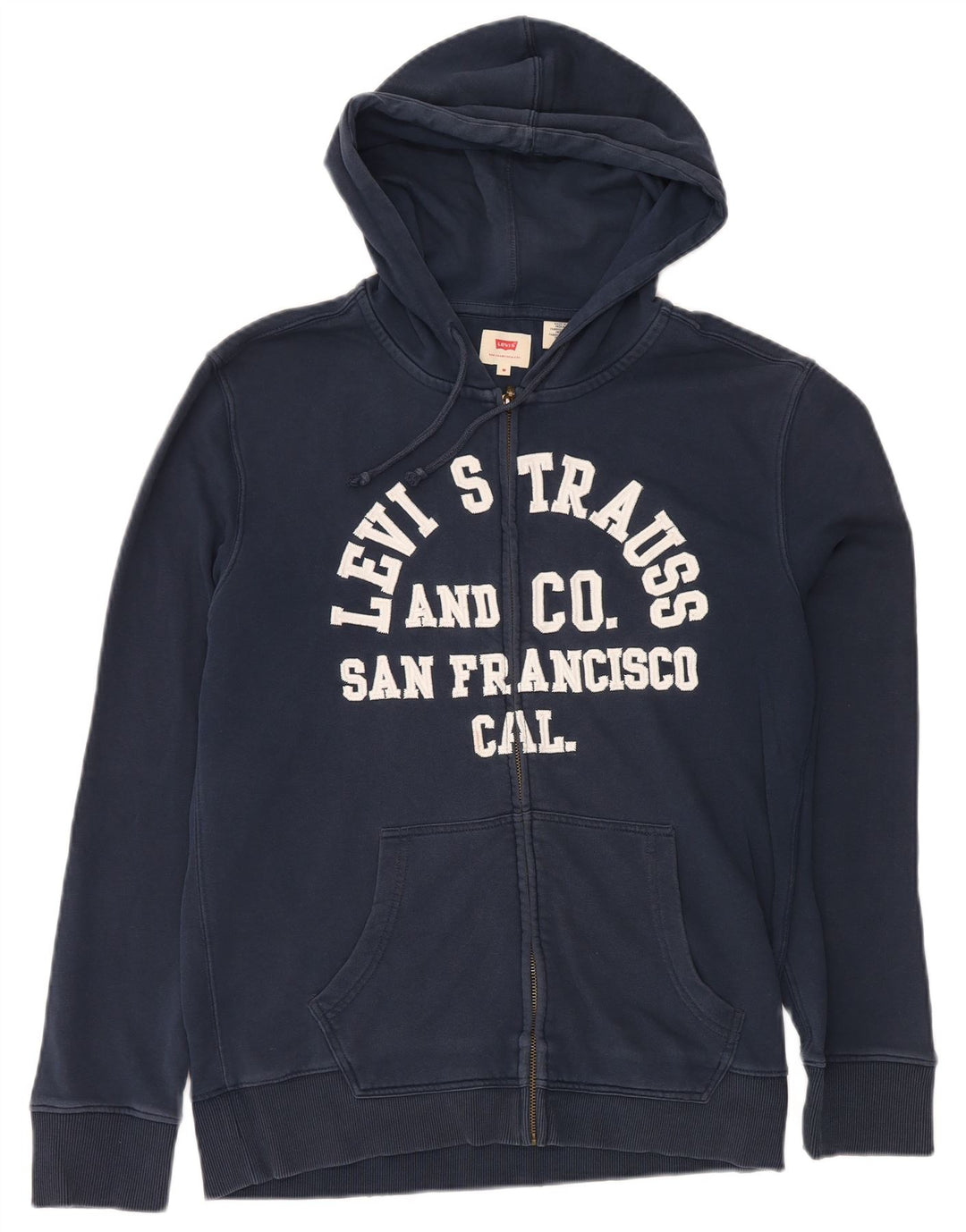 LEVI'S Mens Graphic Zip Hoodie Sweater Medium Navy Blue Cotton