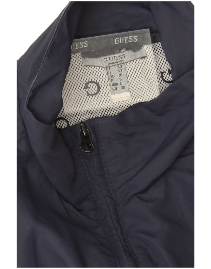 Guess Mens Graphic Sleeveless Tracksuit Top Jacket XL Navy Blue Polyester