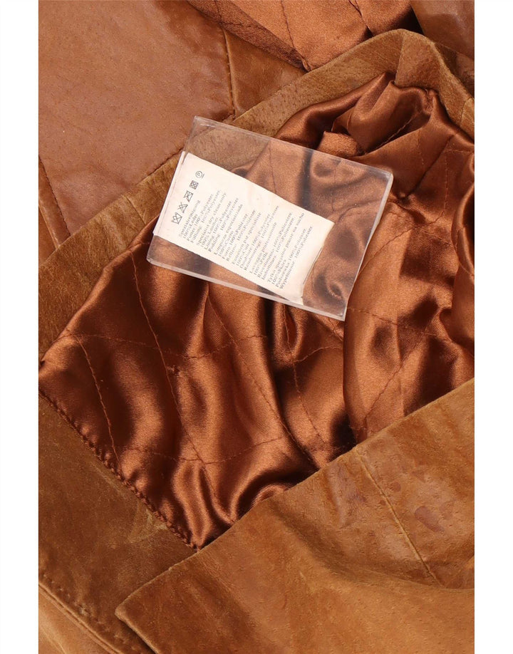 Abrigo de cuero vintage para mujer IT 46 Marrón grande