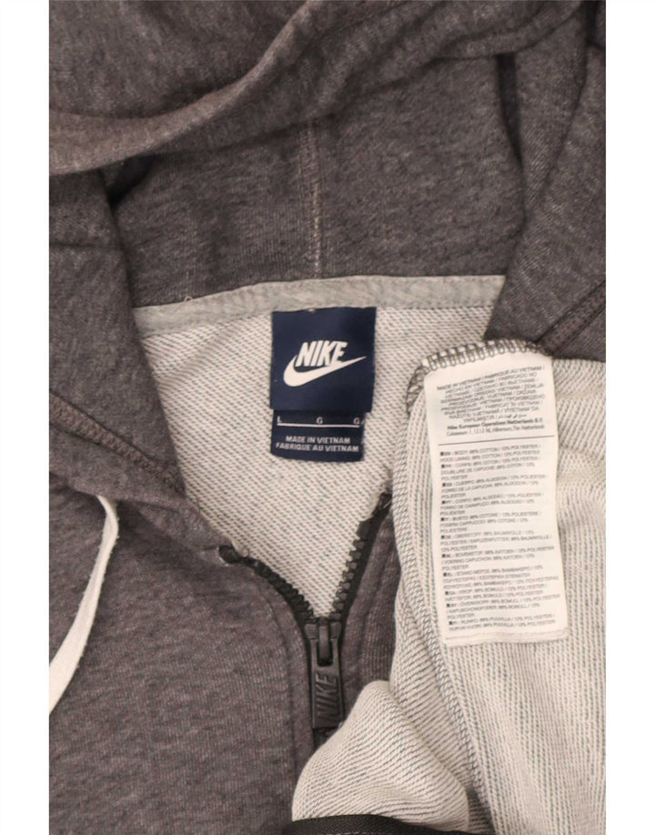 Nike Mens Zip Hoodie Sweater Large Grey Cotton