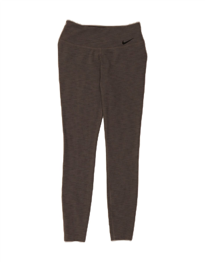 NIKE Womens Dri Fit Leggings UK 12 Medium  Grey Flecked Nylon Vintage Nike and Second-Hand Nike from Messina Hembry 