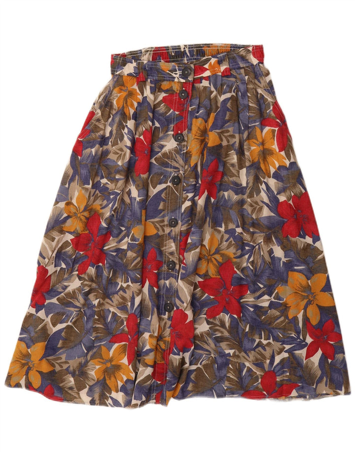 ST MICHAEL Womens Flared Skirt UK 14 Medium W28 Multicoloured Floral Retro