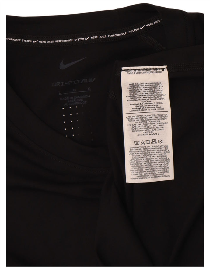Nike Mens Dri Fit T-Shirt Top Large Black Polyester