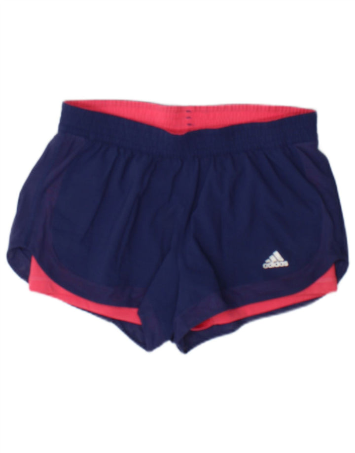 Adidas Womens Climalite Sport Shorts UK 10 Small  Blue Polyester