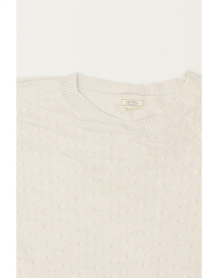 FAT FACE Womens Oversized Boat Neck Jumper Sweater UK 12 Medium White Vintage Fat Face and Second-Hand Fat Face from Messina Hembry 