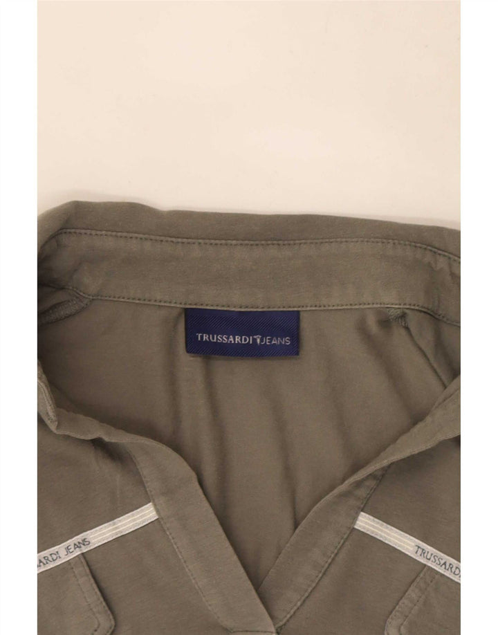 Trussardi Womens Polo Shirt UK 14 Large Grey