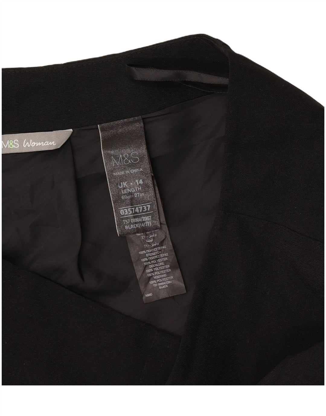 Marks & Spencer Womens Pencil Skirt UK 14 Large W32  Black Polyester