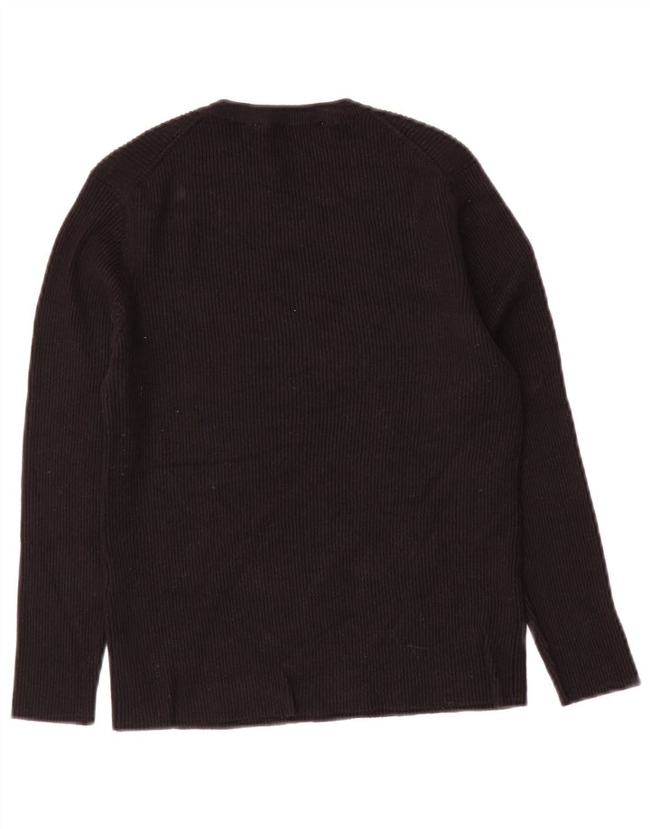 Zara Womens Crop Top 3/4 Sleeve UK 12 Medium Black Viscose