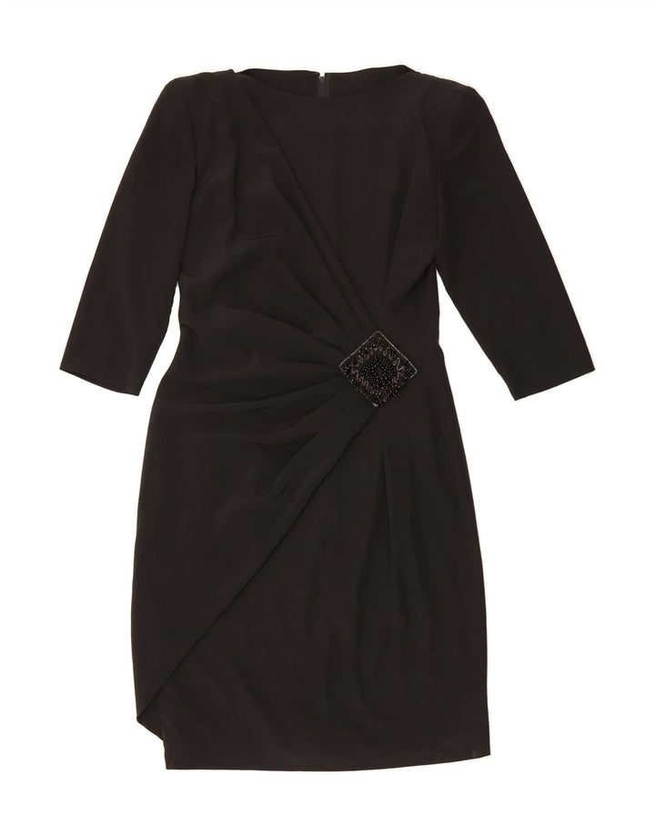 VINTAGE Womens 3/4 Sleeve Sheath Dress IT 44 Medium Black Vintage Vintage and Second-Hand Vintage from Messina Hembry 