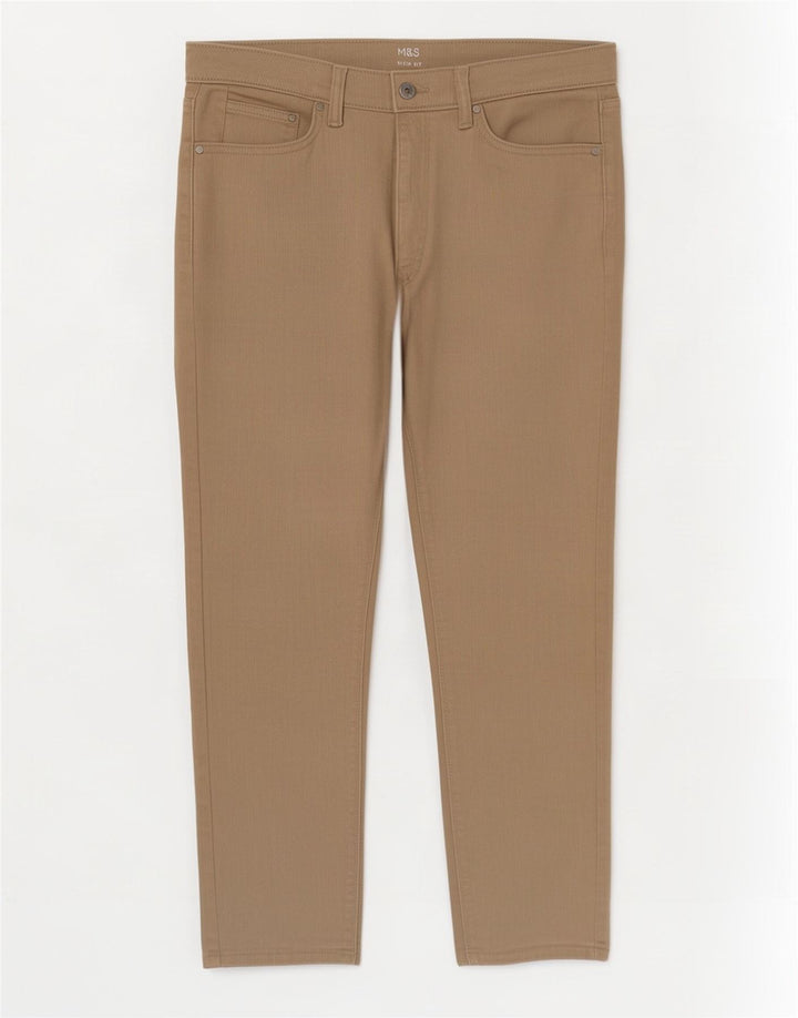 Marks & Spencer Womens Slim Jeans W34 L29 Beige Cotton