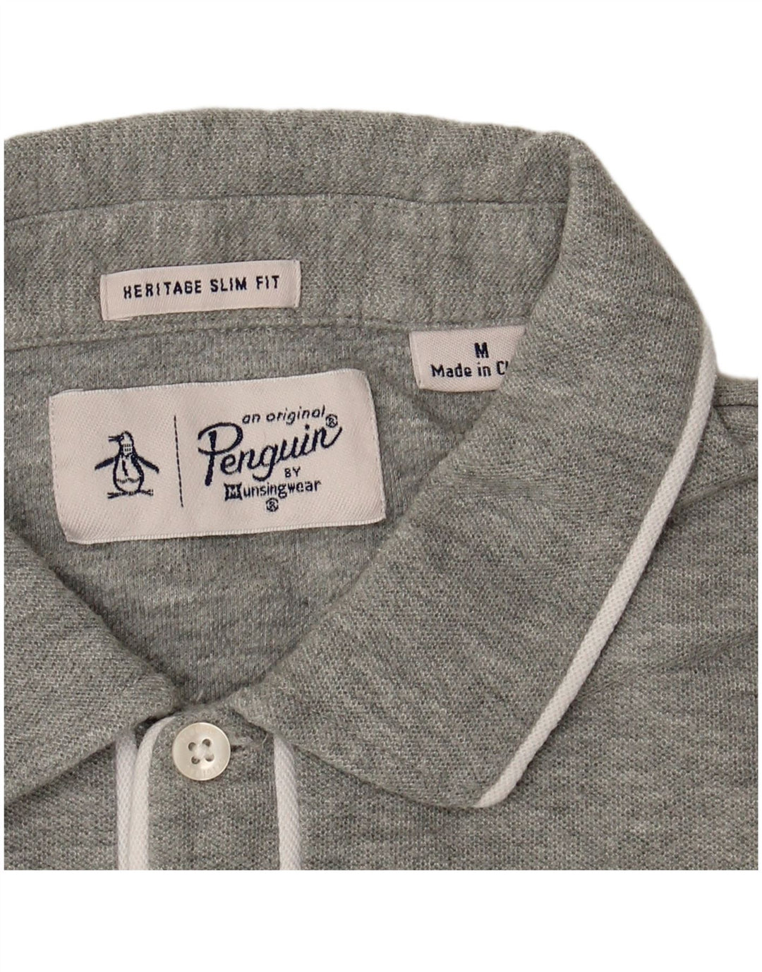 Penguin Mens Heritage Slim Fit Polo Shirt Medium Grey Striped
