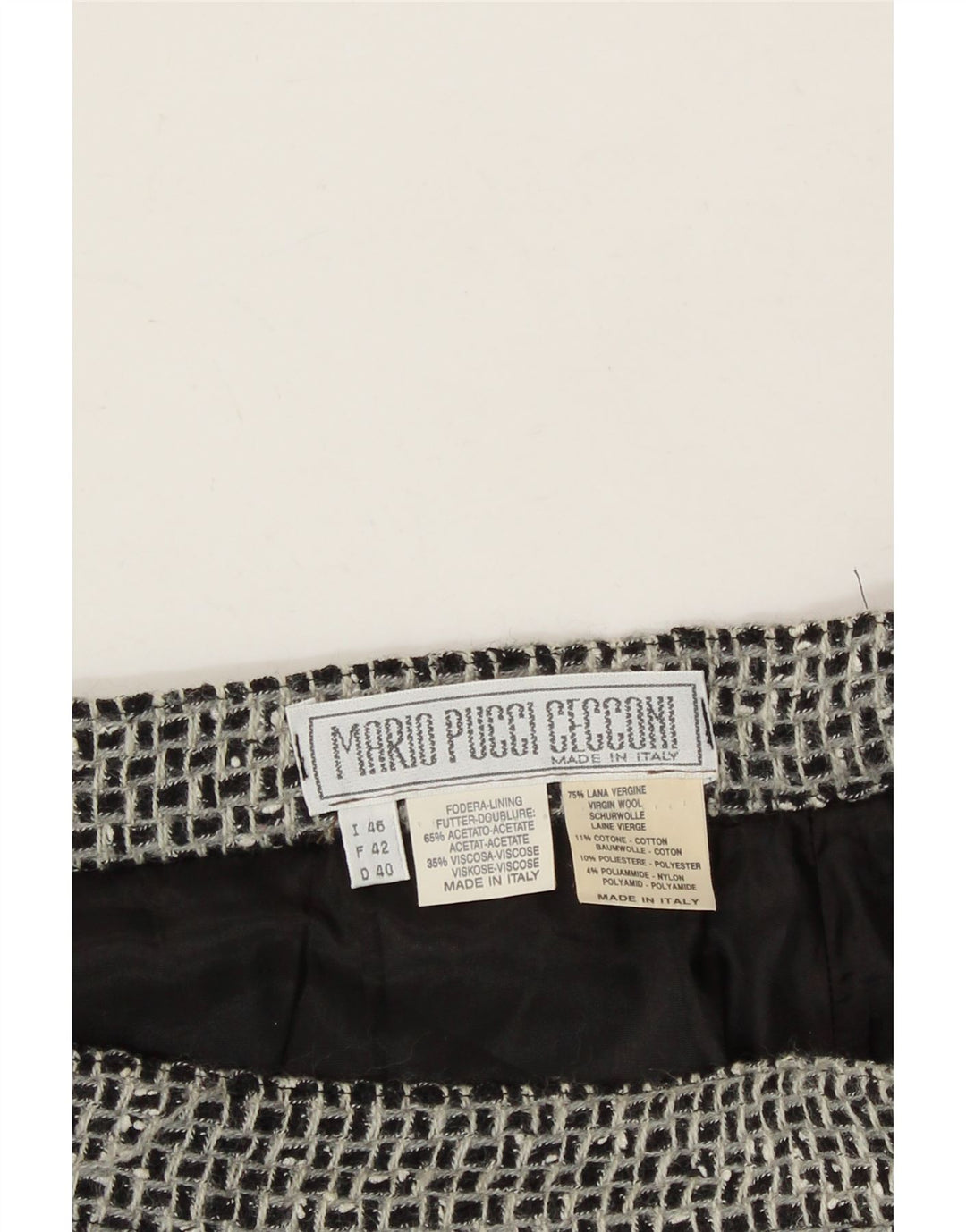 MARIO PUCCI CECCONI Womens Pencil Skirt IT 46 Large W30  Grey Check Vintage Mario Pucci Cecconi and Second-Hand Mario Pucci Cecconi from Messina Hembry 