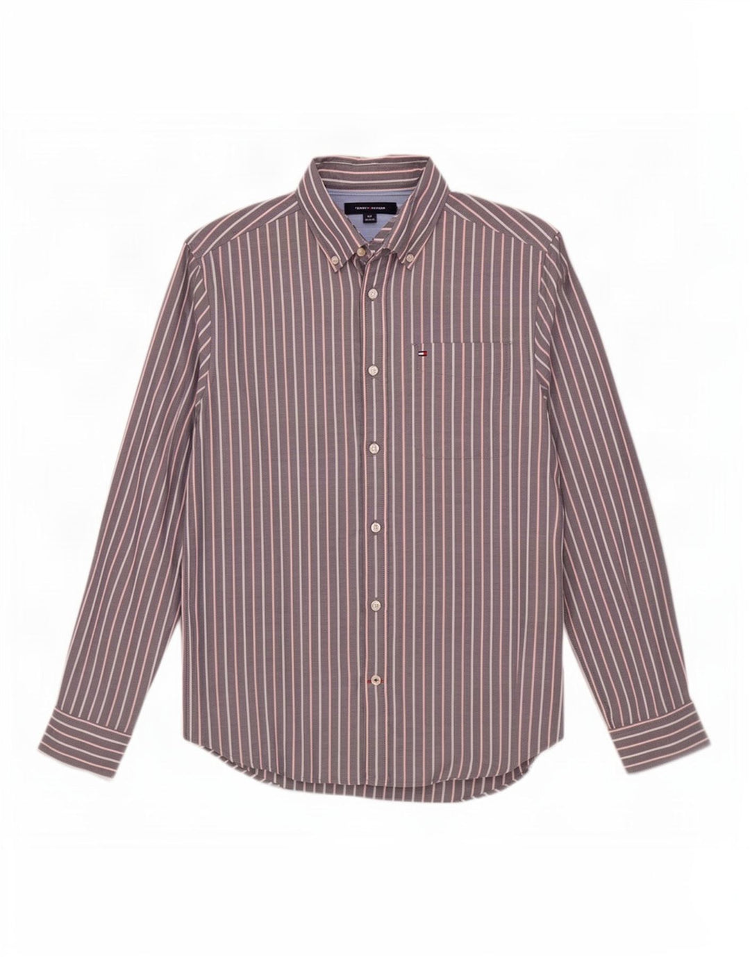 Tommy Hilfiger Mens Shirt Small Grey Pinstripe Cotton
