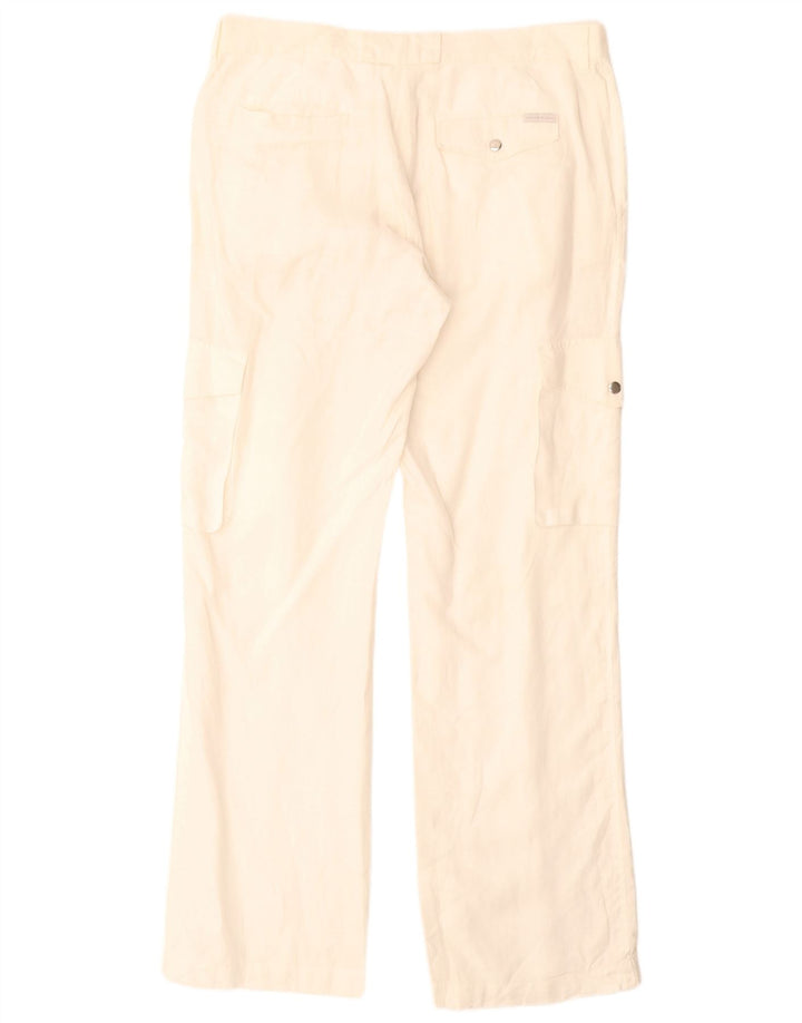 Calvin Klein Mens Straight Cargo Trousers W33 L34 White Linen