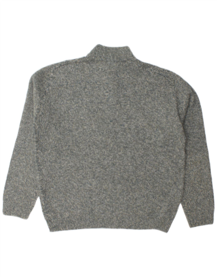 MARKS & SPENCER Mens Regular Fit Zip Neck Jumper Sweater XL Grey Flecked