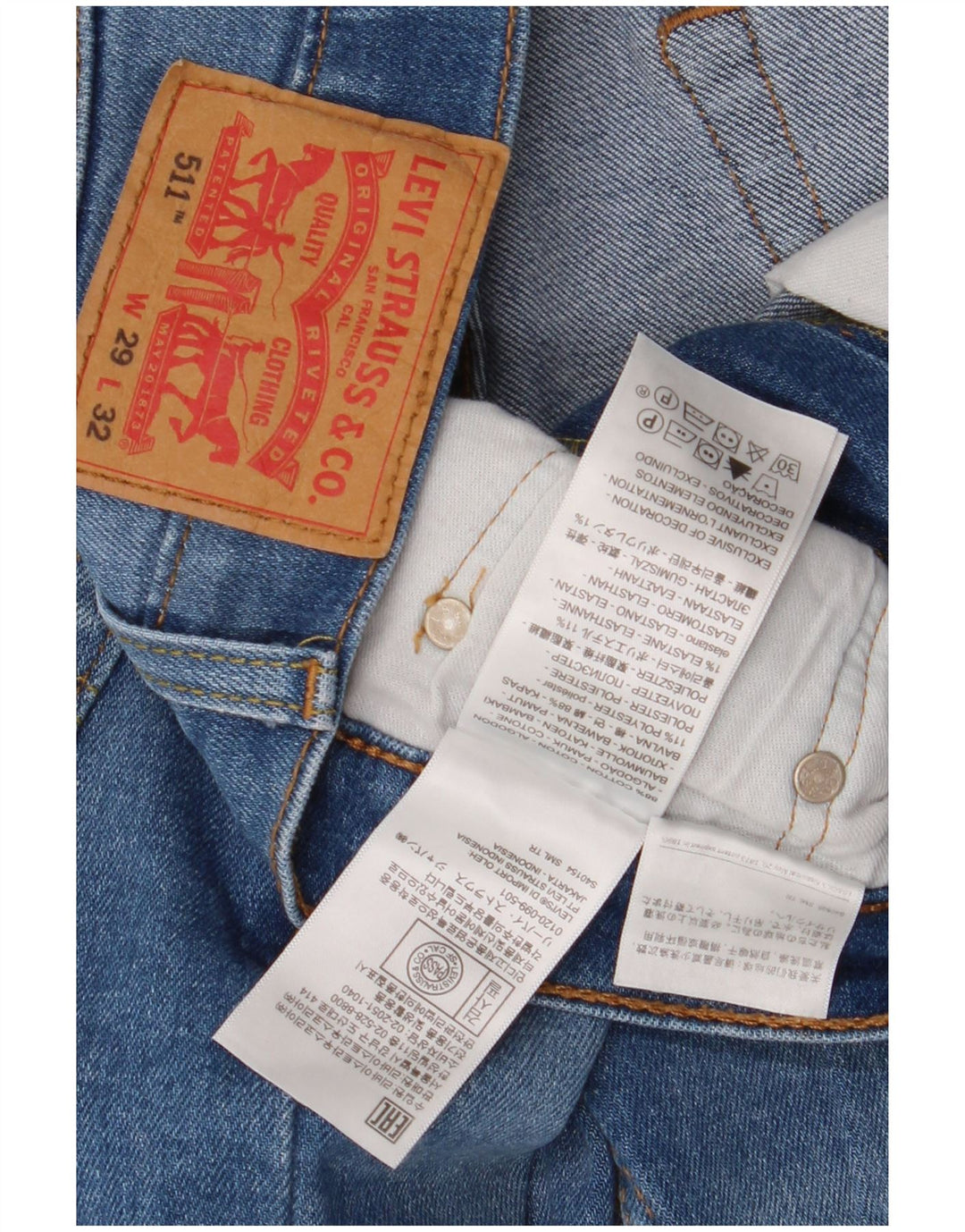 Jeans Levi's Uomo 511 Slim W29 L32 Cotone Blu