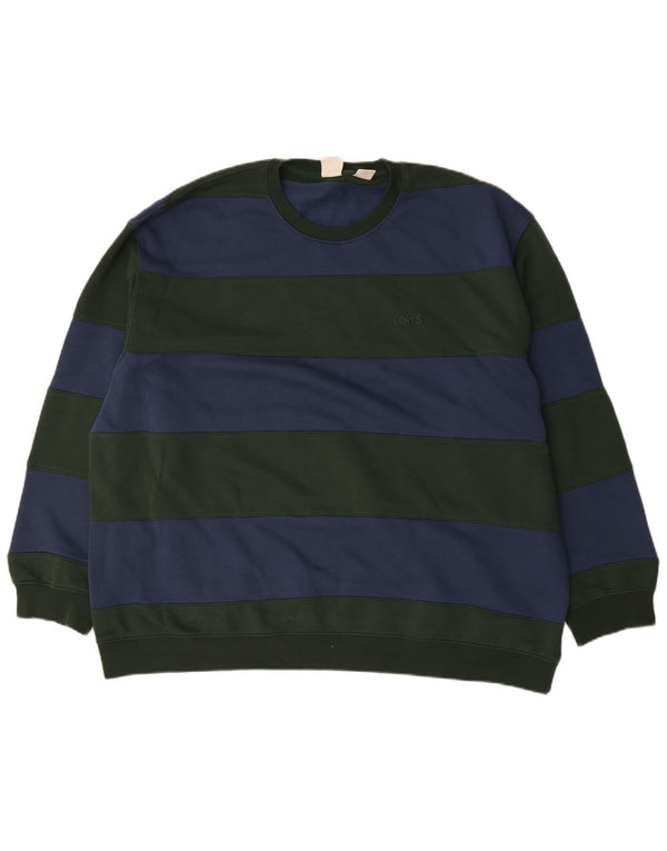 Levi's Mens Relaxed Fit pulóver pulóver 2XL zöld csíkos pamut