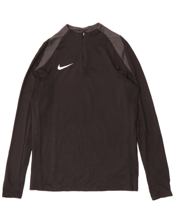 NIKE Top da tuta pullover con zip e collo Dri Fit da uomo, colore nero medio