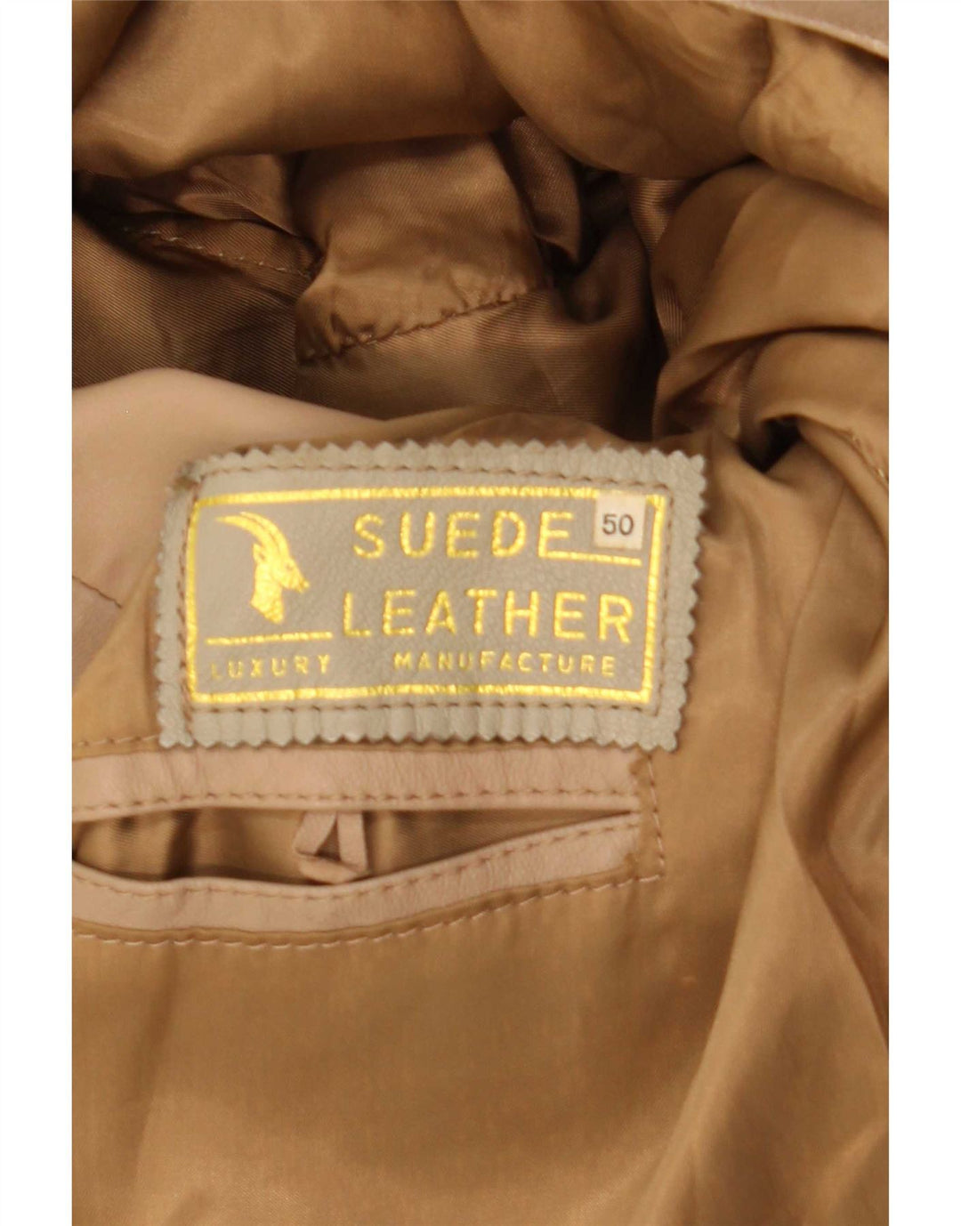 Vintage Mens Leather Jacket IT 50 Large Beige Leather