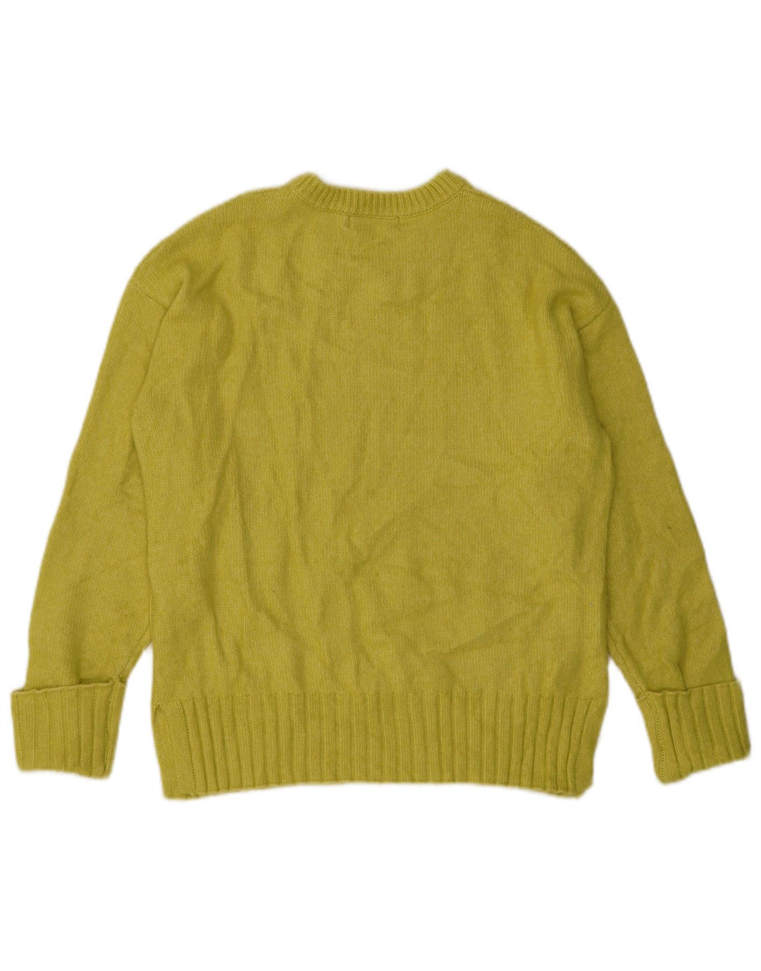 Marks & Spencer Womens Crew Neck Jumper Sweater UK 14 Medium Yellow
