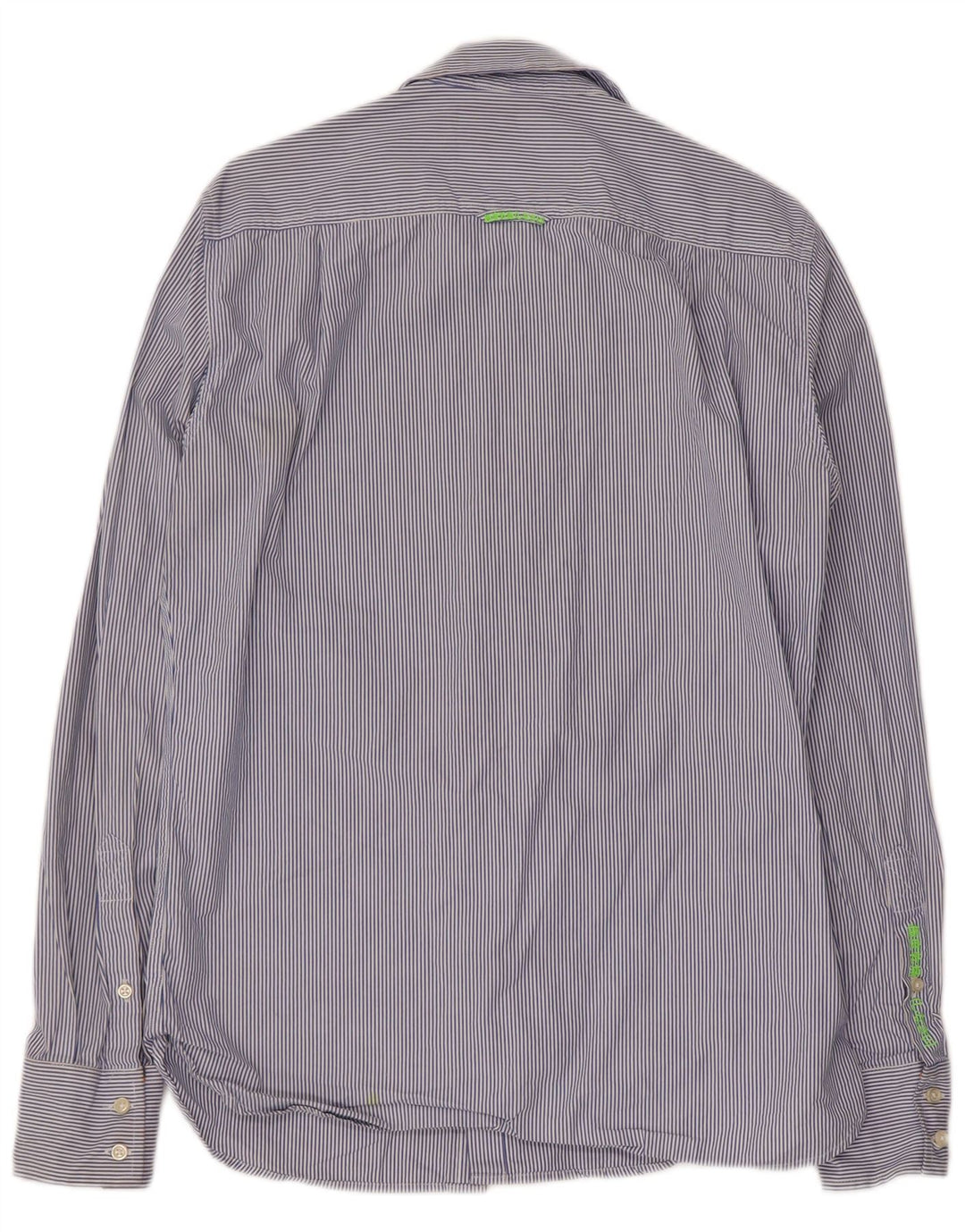 Camisa masculina Superdry algodão risca de giz azul médio