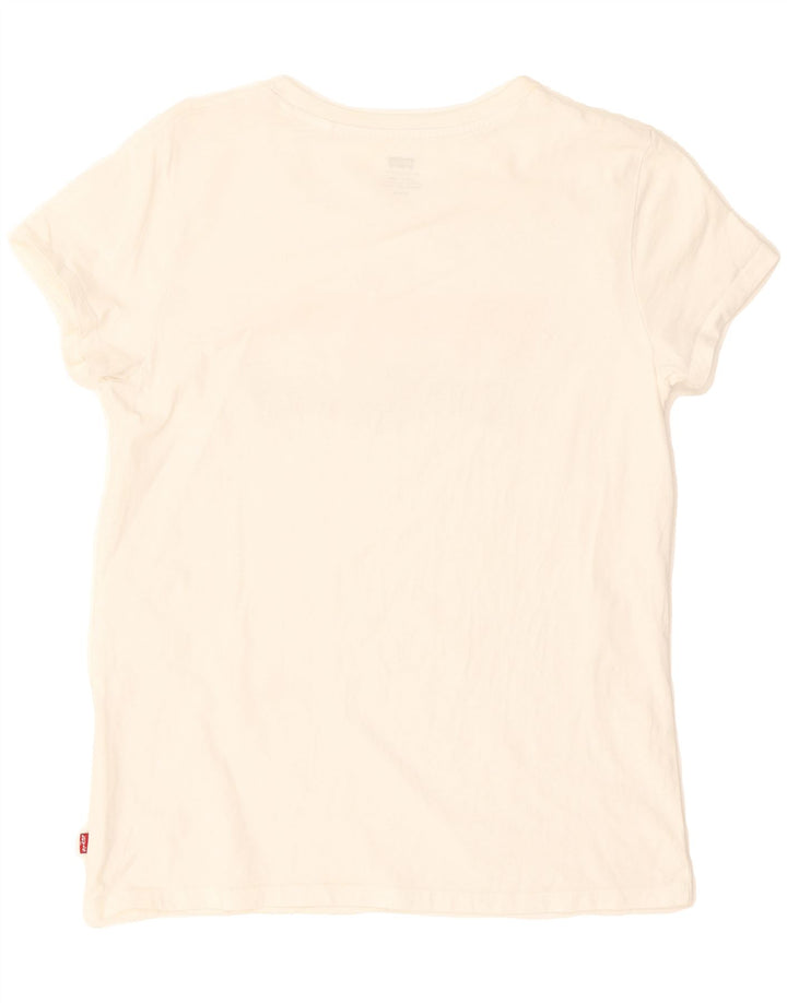 LEVI'S Womens Graphic T-Shirt Top UK 12 Medium White Vintage Levi's and Second-Hand Levi's from Messina Hembry 