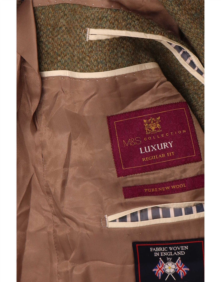 Jachetă pentru bărbați Marks & Spencer, cu 2 nasturi, cu ajustare normală, UK 38 Medium Khaki