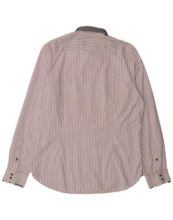 Ted Baker Mens Shirt Size 4 Large Purple Pinstripe Cotton
