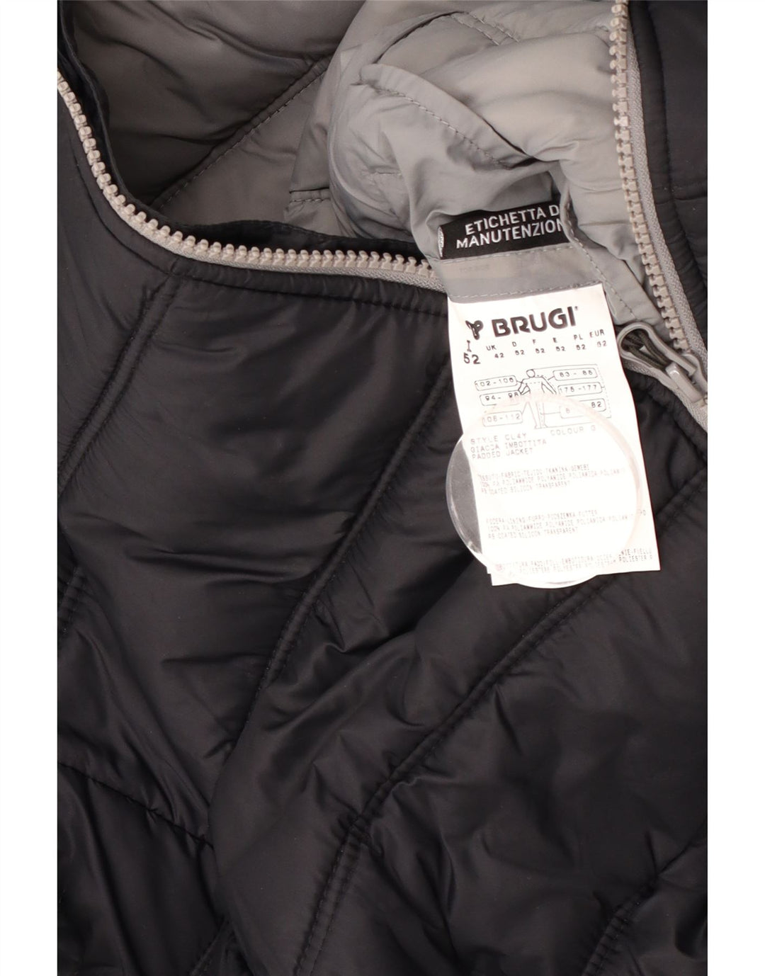 Brugi Mens Hooded Padded Jacket IT 52 XL Black Polyamide