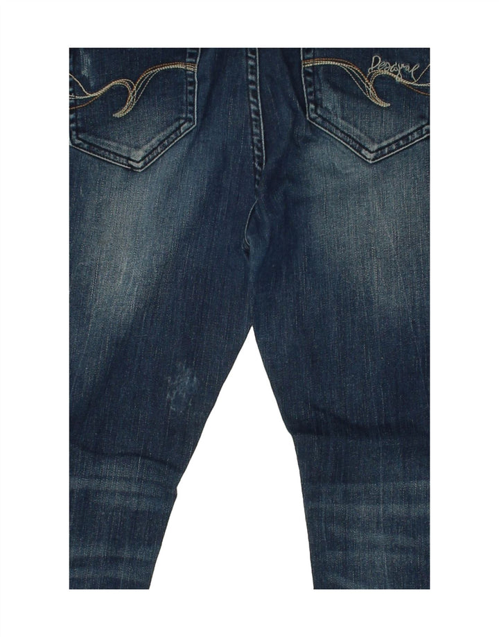 DESIGUAL Womens Graphic Slim Jeans W30 L29 Navy Blue Vintage Desigual and Second-Hand Desigual from Messina Hembry 