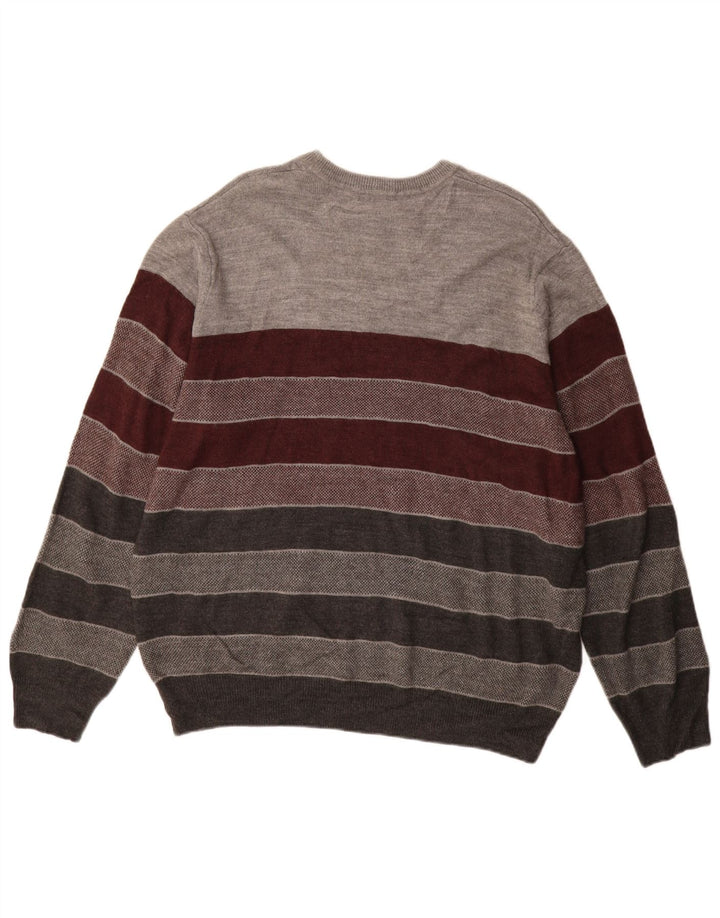 Dockers Mens Crew Neck Jumper Sweater XL Multicoloured Striped Acrylic