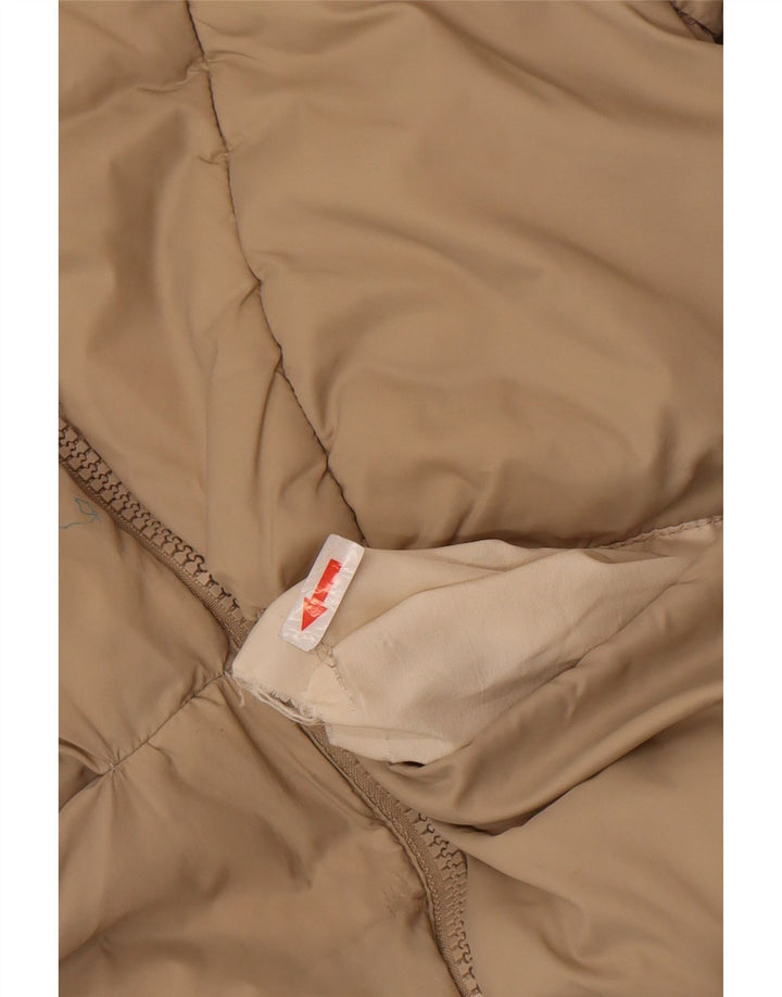 Zara Girls Hooded Padded Jacket 11-12 Years Beige Polyester