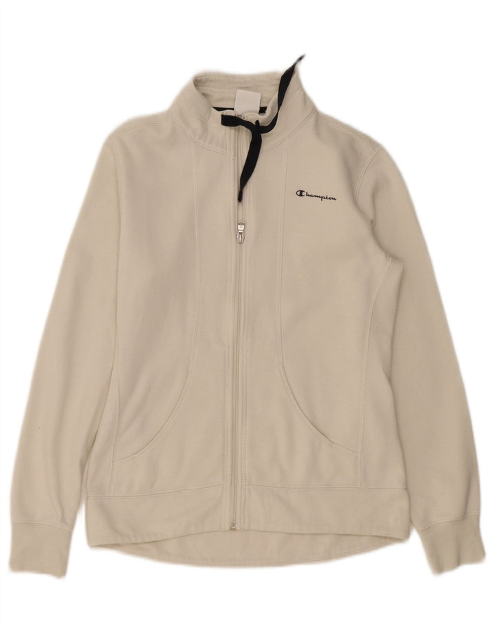 CHAMPION Womens Tracksuit Top Jacket UK 10 Small White Cotton