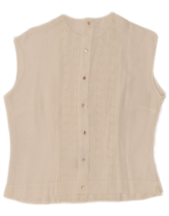 Vintage Womens Sleeveless See Through Blouse Top IT 44 Medium White