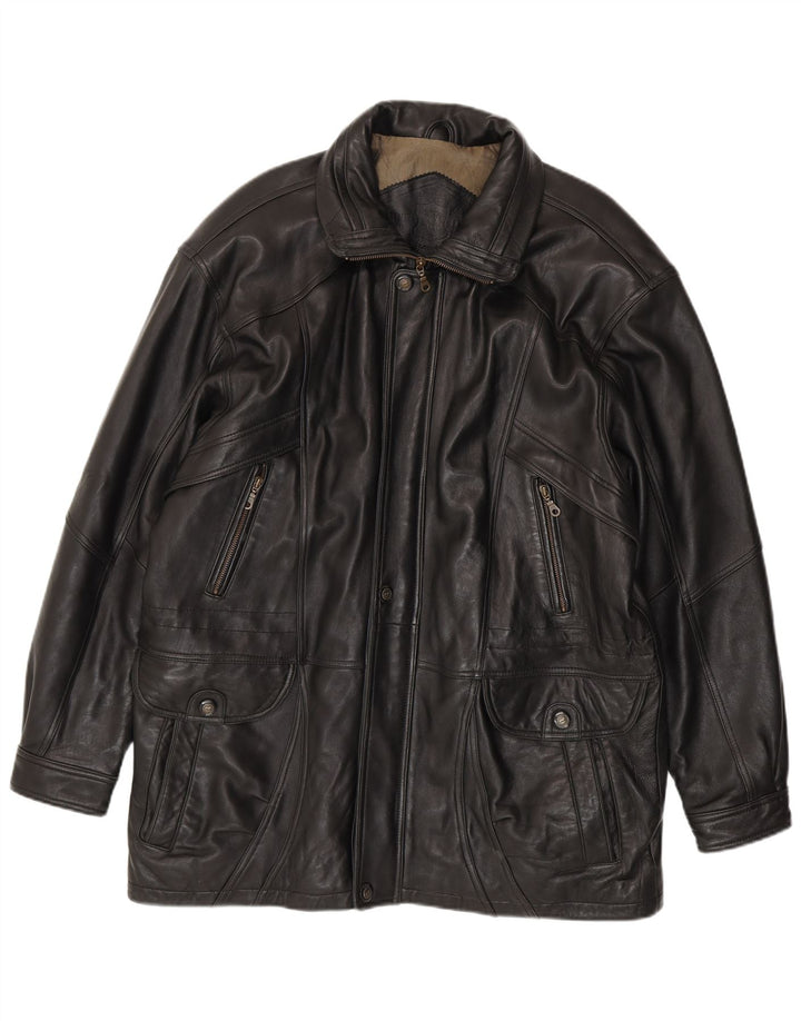 Canda Mens Leather Jacket UK 40 Large Black Leather