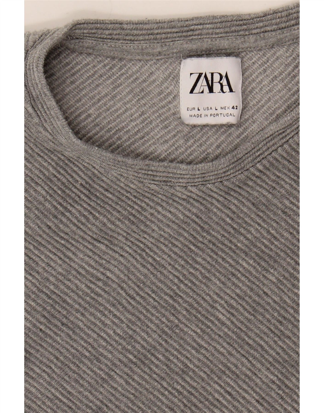 ZARA Womens Top Long Sleeve UK 16 Large Grey Cotton Vintage Zara and Second-Hand Zara from Messina Hembry 