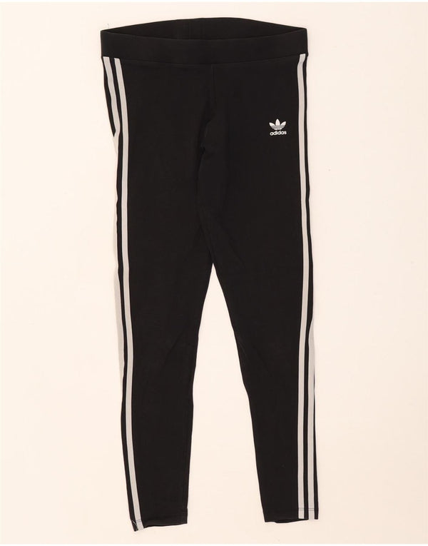 Adidas Womens Leggings UK 12 Medium Black Cotton