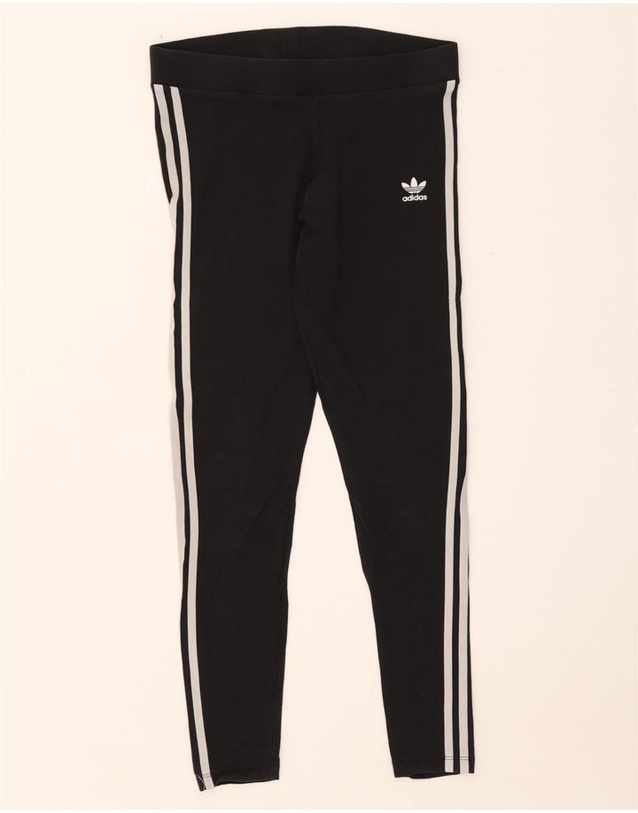 Adidas Womens Leggings UK 12 Medium Black Cotton