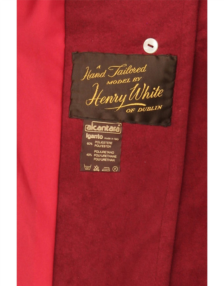 HENRY WHITE Womens 3 Button Blazer Jacket UK 14 Medium Maroon Polyester Vintage Henry White and Second-Hand Henry White from Messina Hembry 