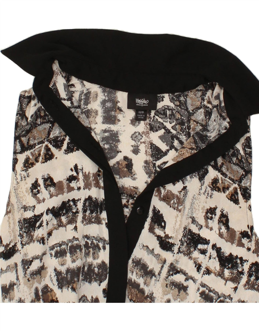 MOSSIMO Womens Abstract Pattern Sleeveless Shirt Blouse UK 6 XS Beige Vintage Mossimo and Second-Hand Mossimo from Messina Hembry 