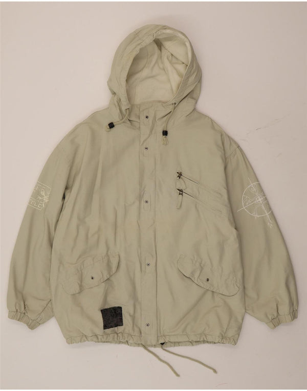 XS Exes Herre Loose Fit Grafisk Hooded Windbreaker Jacket UK 36 Small Green