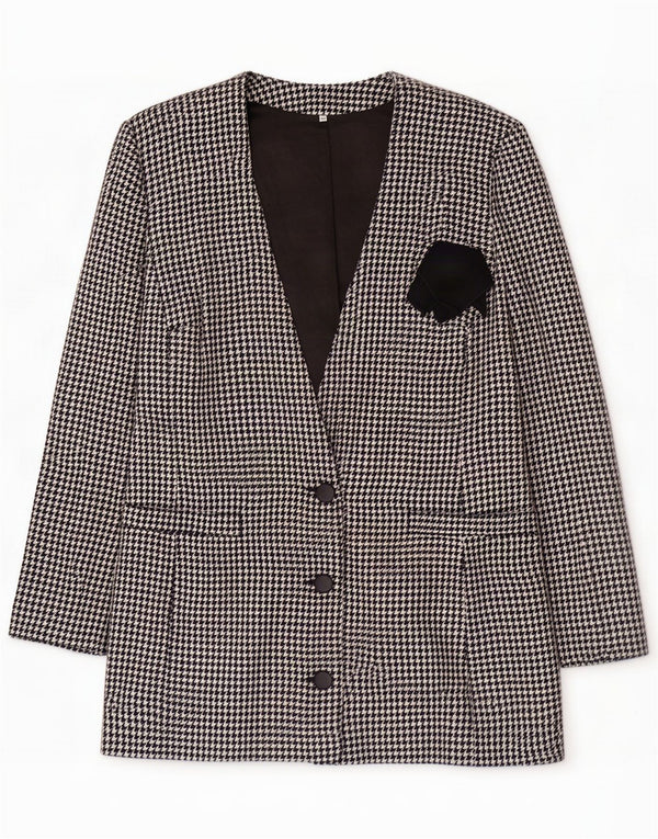 Vintage Blazer 3 boutons pour femme IT 44 pied de poule noir moyen