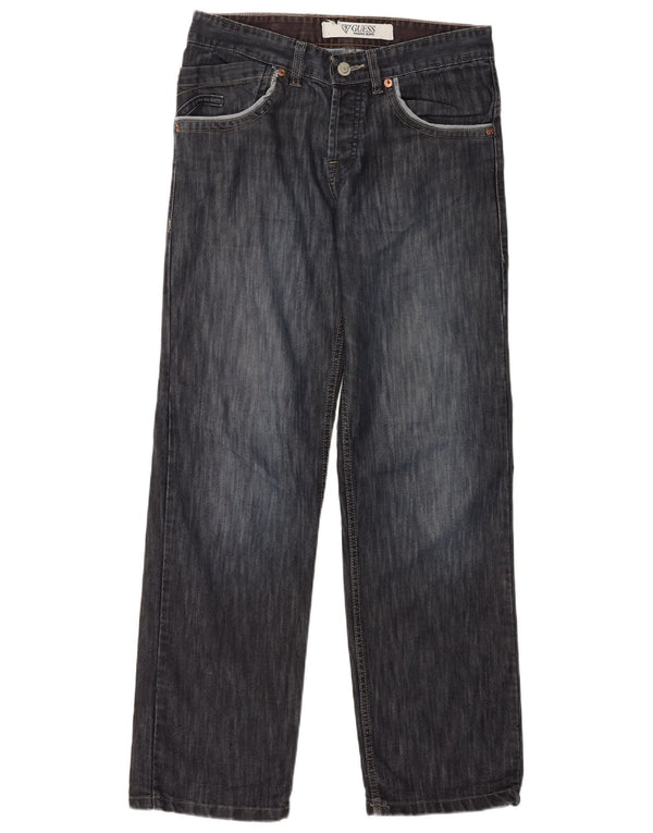 Guess Mens Straight Jeans W32 L32 Azul Marinho Algodão