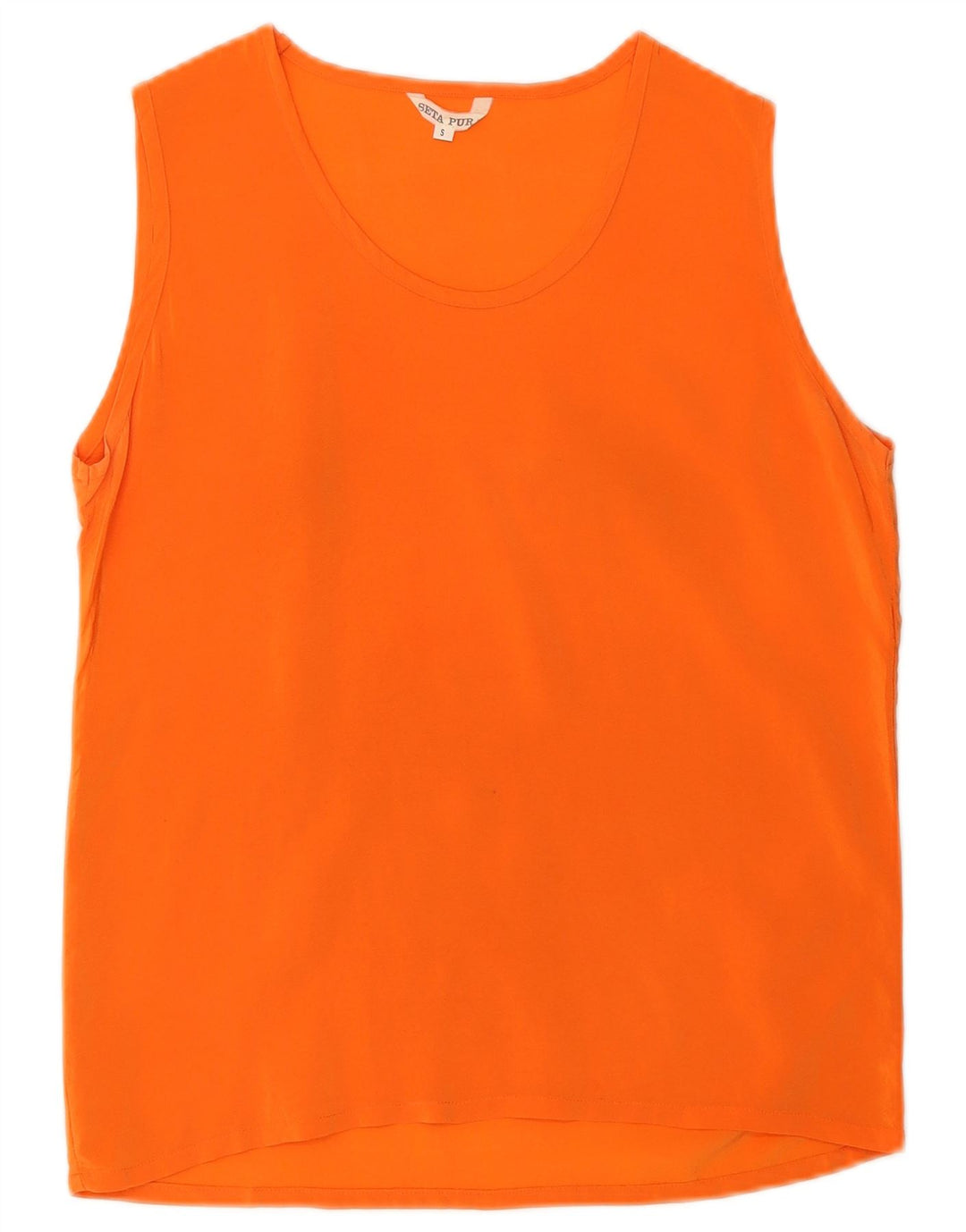 Vintage Womens Vest Top UK 10 Small Orange Silk