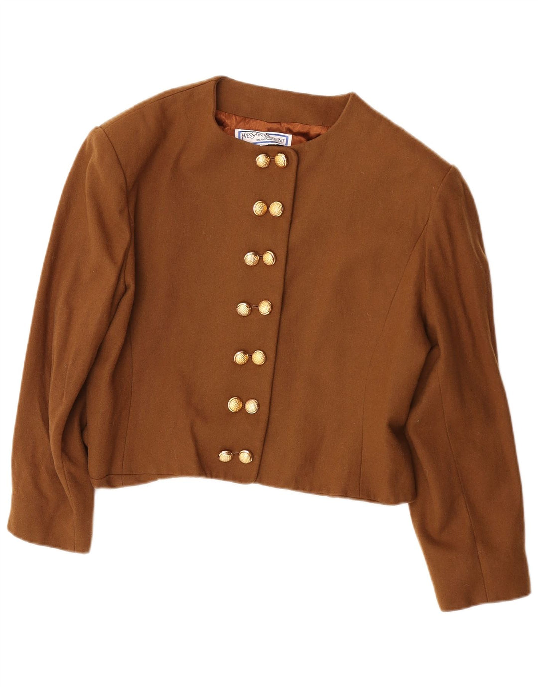 Yves Saint Laurent Womens Crop Blazer Jacket IT 46 Large Brown Classic